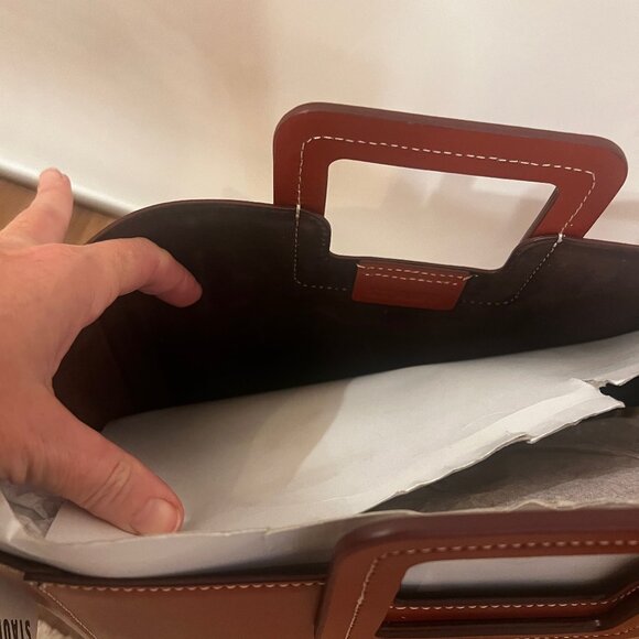 NWT STAUD COGNAC SHIRLEY LEATHER BAG SADDLE - Picture 2 of 9